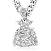 EDINGM Miami Cuban Link Chain for Men, Gold/Silver Plated Diamond Necklace, Iced Out Hip Hop Jewelry Gift