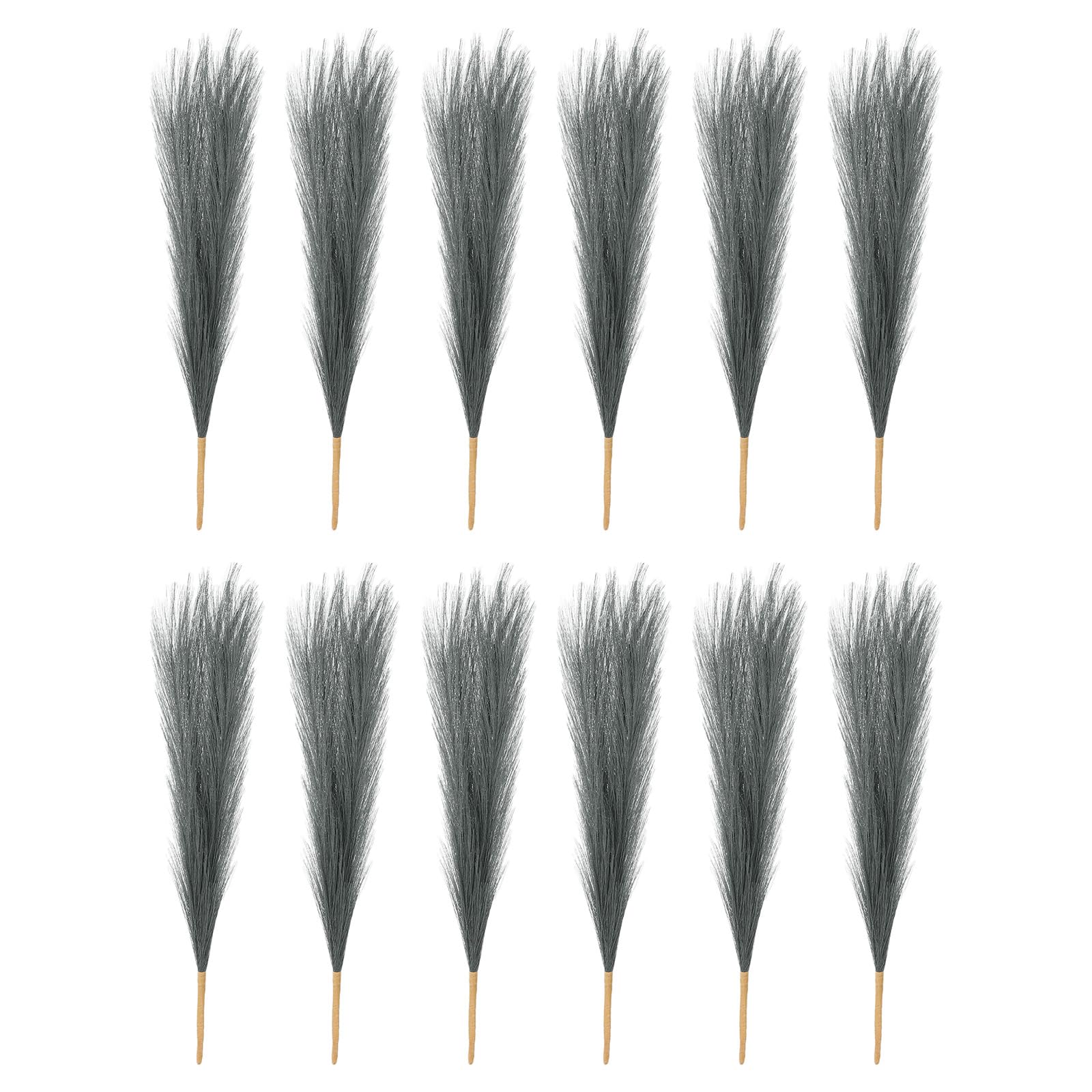 PATIKIL 17 Inch Faux Pampas Grass, 12 Pcs Boho Decor for Home Decoration Artificial Tall Fluffy Stems for Wedding Flower Party Vase Arrangement Centerpieces, Gray