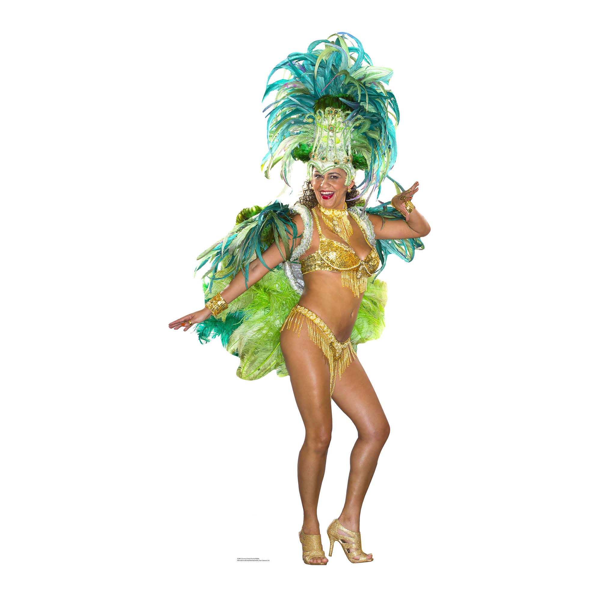 STAR CUTOUTS SC861 Groovy Green Carnival Lady Dancing Cardboard Cutout Great for Fans, Parties and Collectors Height 195cm