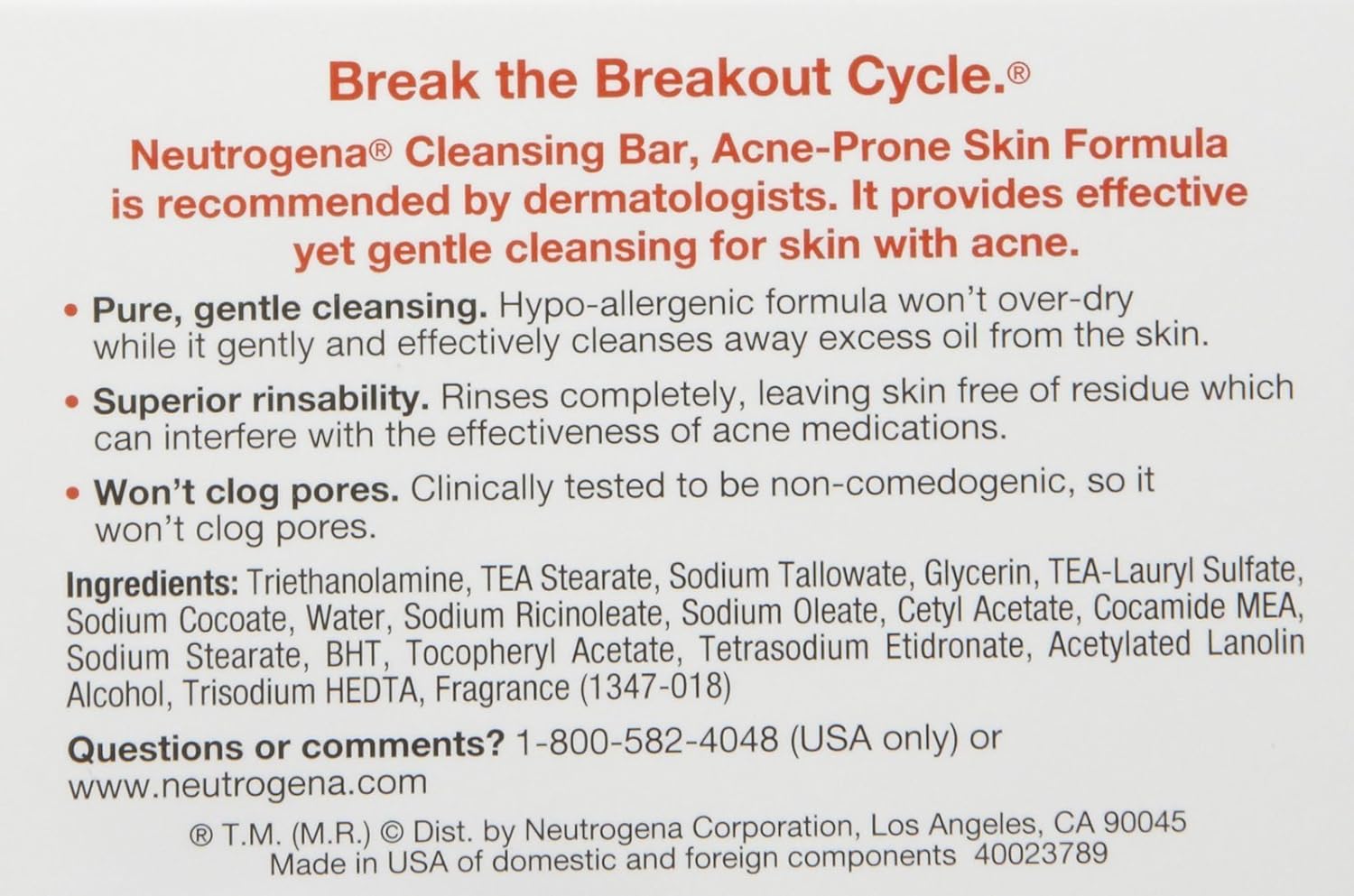 Neutrogena Face Cleansing Bar - Acne Prone - 3.5 oz: Health & Personal Care