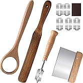 4 Pcs Danish Dough Whisk Set, Include Wooden Danish Dough Whisk, Skinny Spurtle for Sourdough Starter, Doughs Scraper Sourdough Cutter, Doughs Scoring Tool Blades, Bread Making Tools Supplies