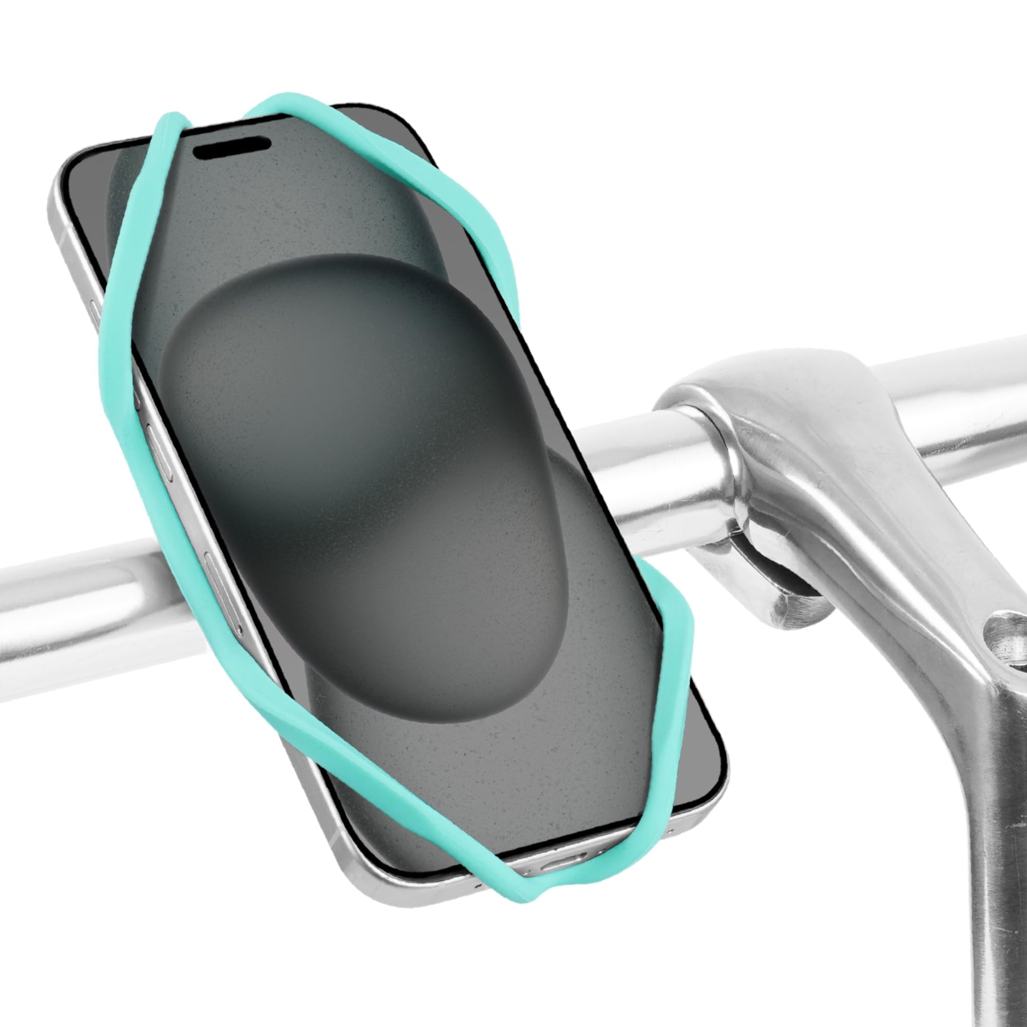 BONE Bike Phone Mount, Universal Motorcycle & Bicycle Phone Holder for 4.7"-7.2", Ultra Light Silicone Handlebar Mount Accessories, Cycling Phone Holder (Bike Tie 5 Turquoise)