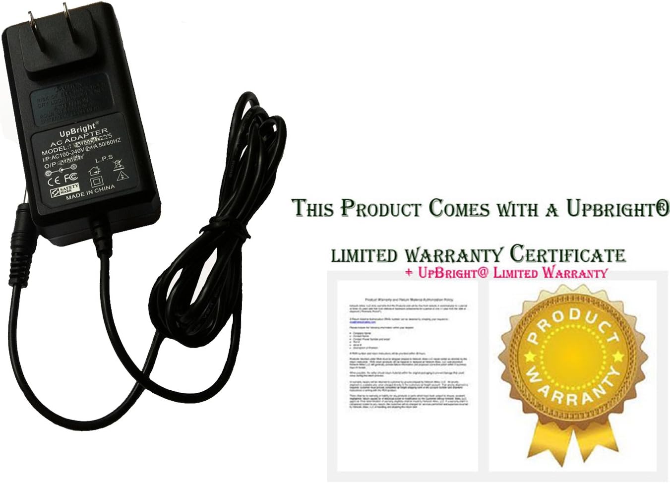 UpBright New 12V AC/DC Adapter Compatible with Netgear C6250 R6250-100NAS AC1600 DGND3300-100NAS N300 WiFi Cable Modem MBR624GU 3G Mobile Broadband Wireless Router 12VDC Power Supply Cord Charger PSU