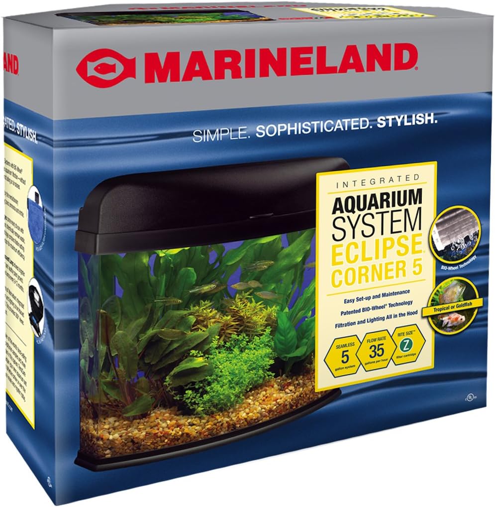 MarineLand Eclipse Seamless Desktop Corner Aquarium, 5Gallon Amazon