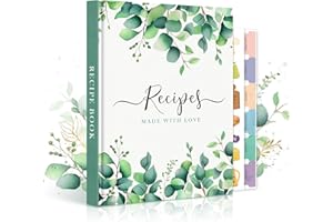 Lanpn A5 Blank Recipe Book Cookbook for 70 Recipes, Leather Cover Waterproof Empty Cooking Journal to Write in Your Own Recip