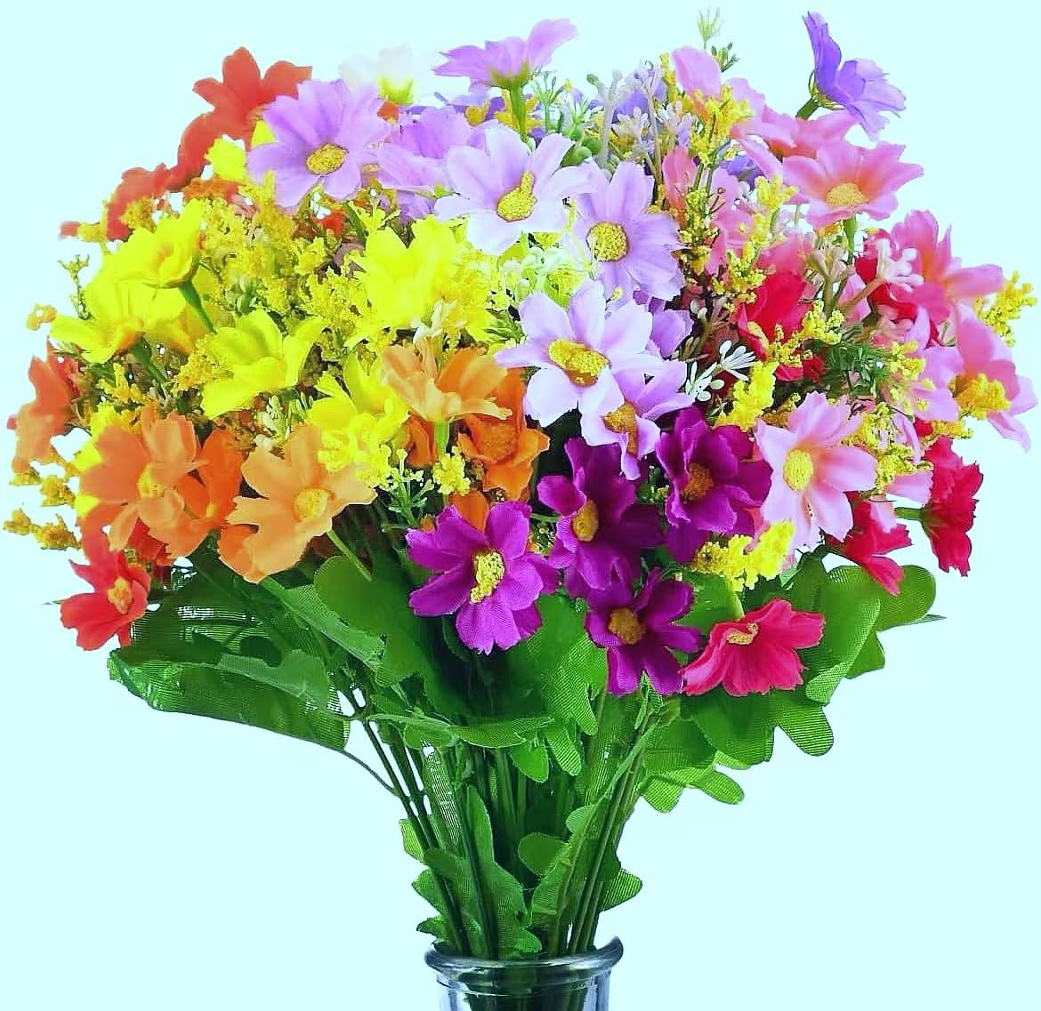 CHBOP Artificial Fake Faux Daisy Silk Flowers Wildflowers 6 Bundles of 6 Colors Outdoor UV Resistant Greenery Shrubs Plants Indoor Outside Hanging Baskets Planter Home Garden Decorating