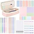 Janlaugh 38 Pcs Aesthetic College School Supplies with Pen Case Sticky Notes Gel Pens Highlighters Correction Tapes Back to School Stationery Kit(Macaron Color,Elegant)