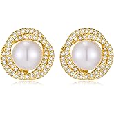 Silver Rhinestone Clip on Earrings for Women Cute Pearl Clip Earrings Elegant Crystal Earrings Non-pierced Jewelry