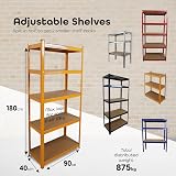 DIVCHI 5 Tier Storage Rack Heavy Duty Shelving 180x90x40cm Aluminium Silver view 2