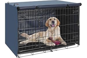 Seiyierr Dog Crate Cover - Kennel Covers Fit for 42 Inch Dog Crate, Double Door Polyester for Wire Puppy Crate Indoor Outdoor Protection, Blue