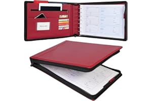 REALIKE Zippered Business Checkbook Binder for Business Checks, 7 Ring Check Binder for 9x13 Sheets,600 Checks Capacity, PU Leather Portfolio with Zipper Pouch & Storage Organizer