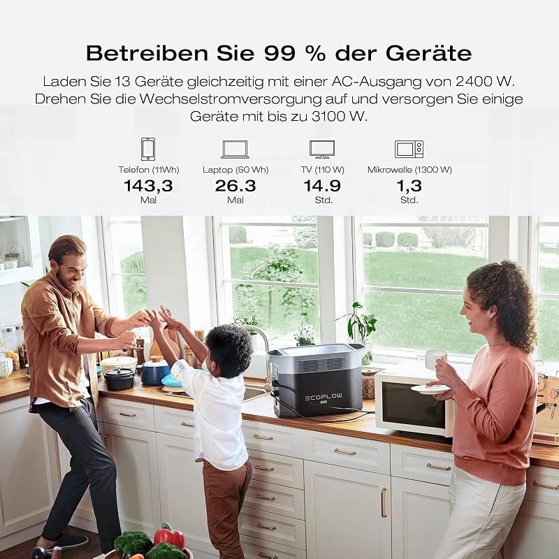 EcoFlow DELTA 2 Max tragbare Powerstation 2 048 Wh, 3000W Max Ausgang