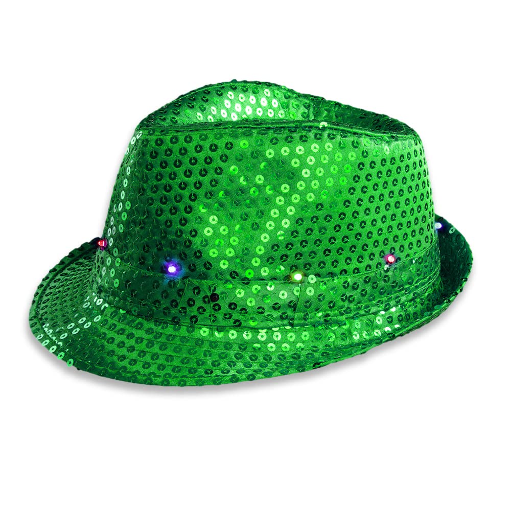 Flashing LED Fedora Hat - The Glowhouse (Green) — image 1