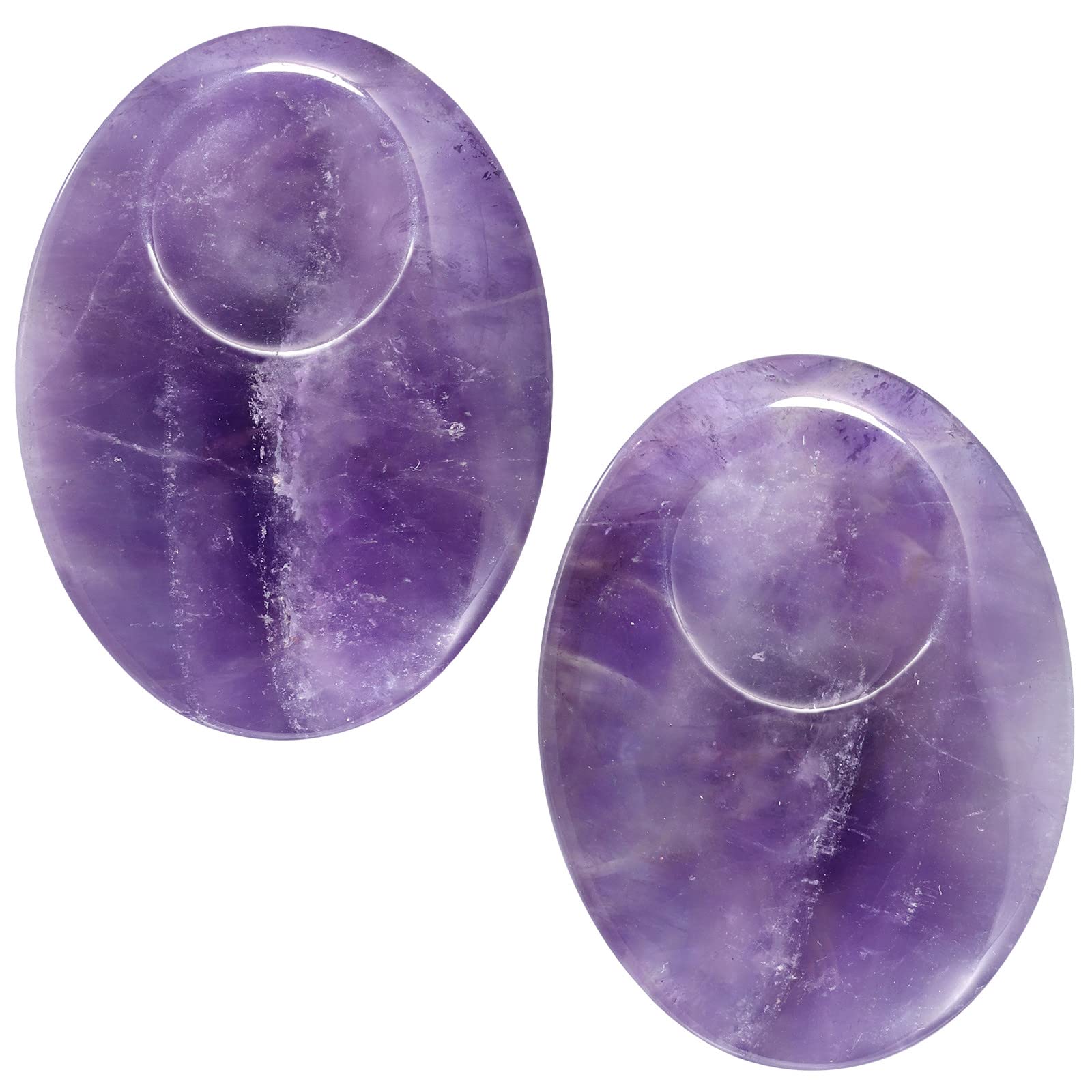 mookaitedecor Pack of 2 Amethyst Thumb Worry Stones Healing Crystals for Anxiety Stress Relief, Polished Oval Worry Stones Purple Thumb Stone Gift Reiki Good Luck Palm Pocket Stones for Meditation