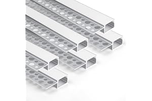 LEDLampsWorld 6-Pack 3.3FT/1M Plaster-in LED Channel, Trimless Recessed LED Strip Channel with Milky Diffuser, Drywall Aluminum LED Channel Profile for Drywall Ceiling Wall (Single-Edge)