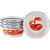 Golden Rabbit Enamelware Salad Bowls, 24 ounce, Lobster, Set of 4