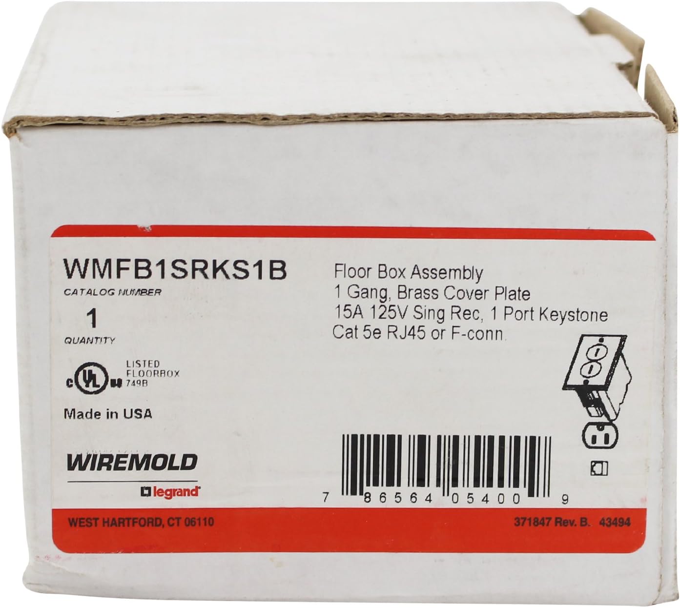 Wiremold Legrand Wmfb1srks1b Series Single Gang Floor Box Assembly