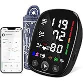 Bluetooth Automatic Blood Pressure Monitor for Home Use - with Adjustable Upper Arm Large Cuff (8.7"-17.3"), App Tracking, LED Display 2 Users 240 Sets Memory, Hypertension Detector