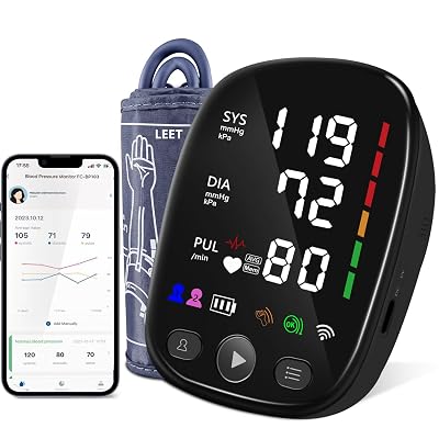 Bluetooth Automatic Blood Pressure Monitor for Home Use - with Adjustable Upper Arm Large Cuff (8.7"-17.3"), App Tracking, LED Display 2 Users 240 Sets Memory, Hypertension Detector