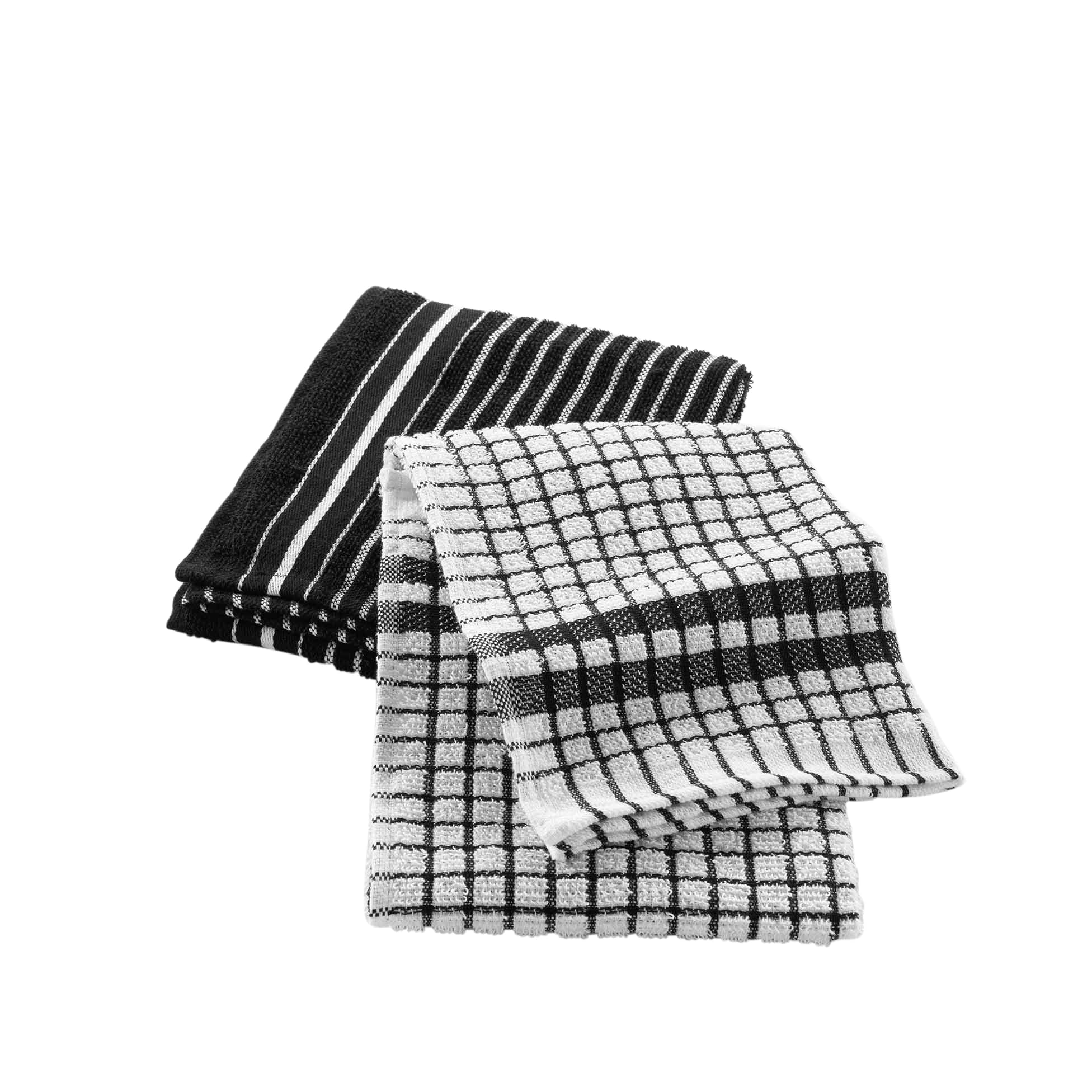 Douceur d'Intérieur, 2 Tea Towels (50 x 70 cm) Classico Black Terry Towelling Small — image 1