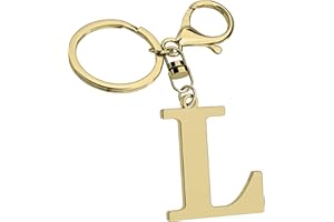 SUWEIBUKE Stainless Steel Gold Letter A-Z Keychain for Women Men, Initial Letter Pendant with Key Ring, Charms for Key Backpack Bag