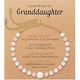 KBVASOTZ Crystal Message To Granddaughter—Natural Blue Moonstone Bracelet, Crystal Healing Stone: A Maiden's Blessing and Lucky Stone Birthday Gift Grandmother's Eternal Blessing for Her Granddaughter, Includes Message Card and Gift Box