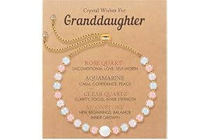 KBVASOTZ Crystal Message To Granddaughter—Natural Blue Moonstone Bracelet, Crystal Healing Stone: A Maiden's Blessing and Lucky Stone Birthday Gift Grandmother's Eternal Blessing for Her Granddaughter, Includes Message Card and Gift Box
