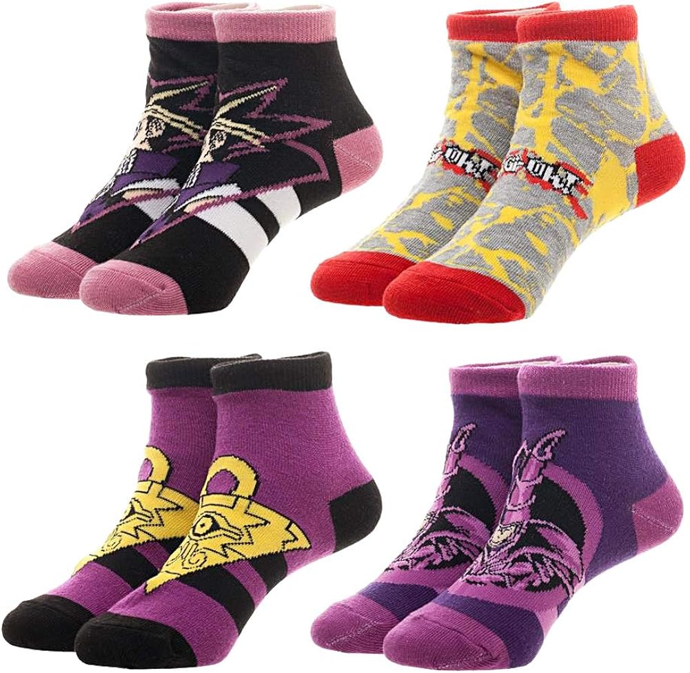 Yu-Gi-Oh! Youth Boys Dark Magician Yaml Yugi 4 Pair No-Show Ankle Socks