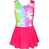 Girls Ballet Leotard with Skirt Sparkle Sleeveless Dance Dress Ballerina Dancewear Toddler Gymnastics Outfit