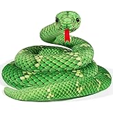 MGZTTHW Snake Plush, 71 in Stuffed Snake Animal, Large Toy Snakes for Kids, Giant Stuffed Animals Snake, Lifelike Plush Snake for Birthday Present Party Prank Prop (Green)