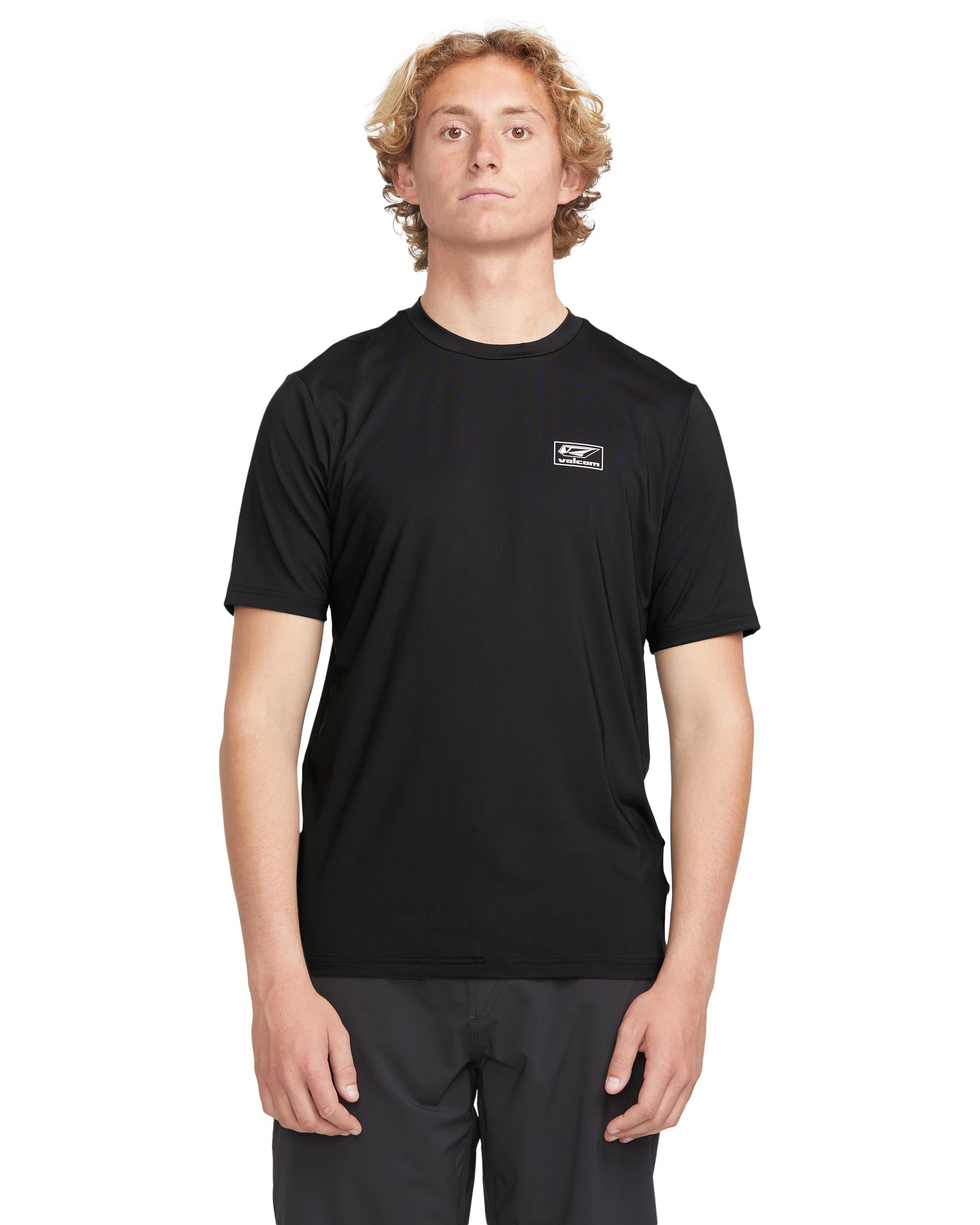 Volcom Men’s UPF 50+ Short Sleeve Loose Fit Rashguard, Black Modstone, Medium