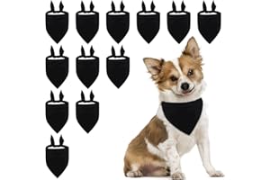 HACRAHO Plain Dog Bandanas, 12 PCS Black Dog Triangle Scarf Washable Pet Bandana for Dogs Cats, Black