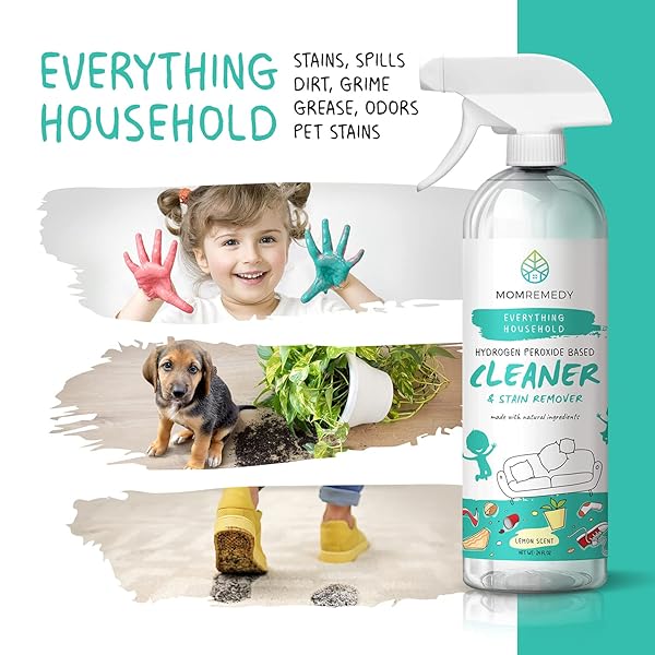 MOMREMEDY HYDROGEN PEROXIDE ALL PURPOSE CLEANING SPRAY | MULTIPURPOSE HOME CLEANER | FABRIC AND LAUNDRY STAIN REMOVER | ALL SURFACE KITCHEN AND BATHROOM | NON TOXIC