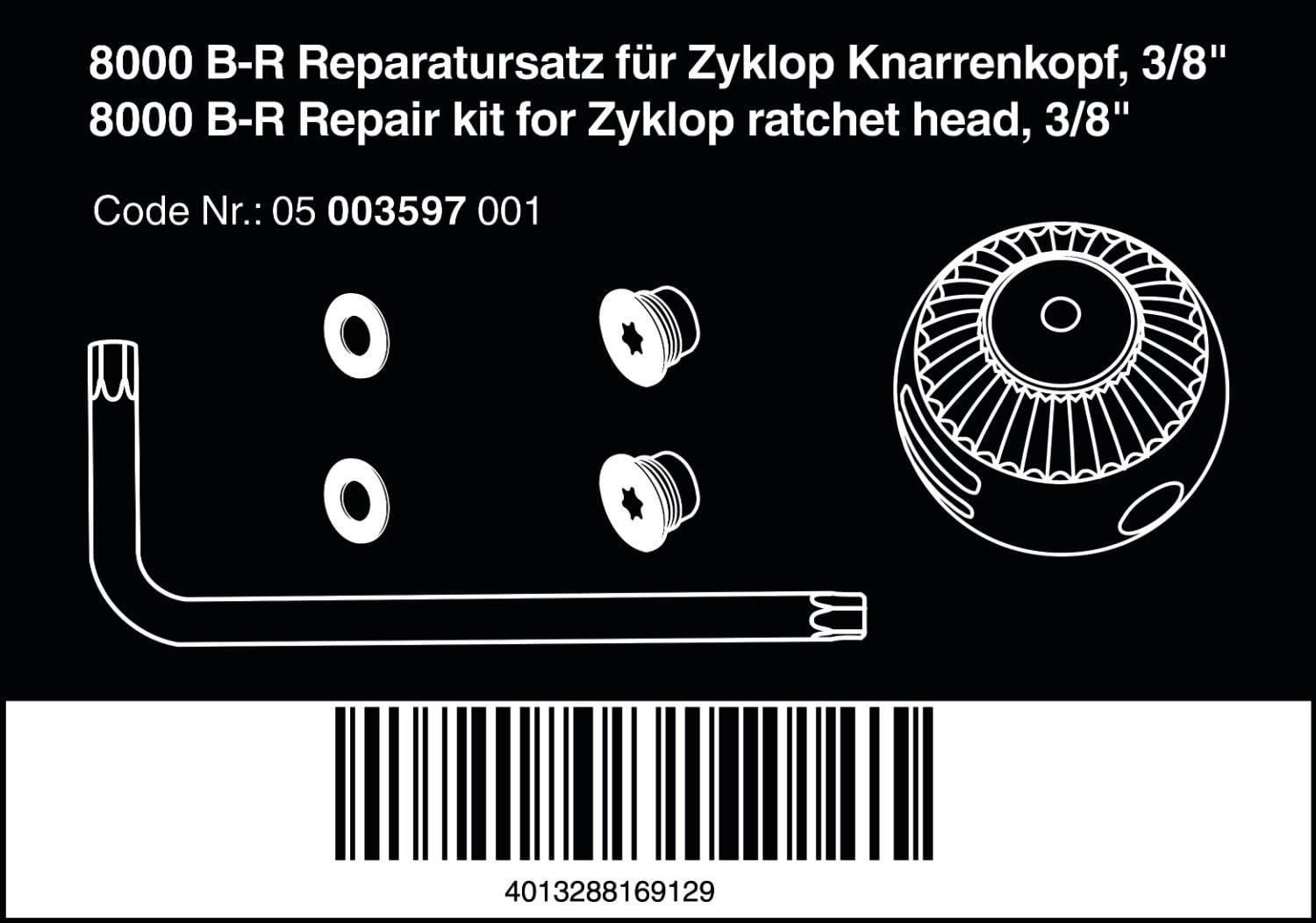 Wera 05003597001 kit 8000 B-R for Zyklop Silver, 3/8" - Image 3