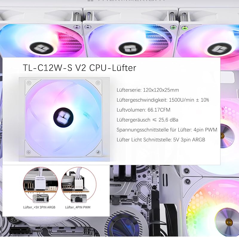 TR-Thermalright Aqua Elite 360 White V3 Full Water Cooling Cold Specification AIO PC Cooler, 3x120mm ARGB Cooler, instalação simples, compatível com AM5/AM4, LGA1851