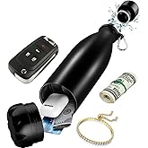 Diversion Safe Water Bottle -Black Stainless Steel Bottle with Hidden Compartment for Cards, Keys, Cash, and Valuables - Insulated Bottle for Hot and Cold Drinks - 18 Ounces