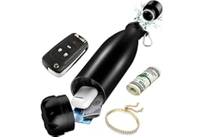 SP HOME GOODS Diversion Safe Water Bottle -Black Stainless Steel Bottle with Hidden Compartment for Cards, Keys, Cash, and Valuables - Insulated Bottle for Hot and Cold Drinks - 18 Ounces