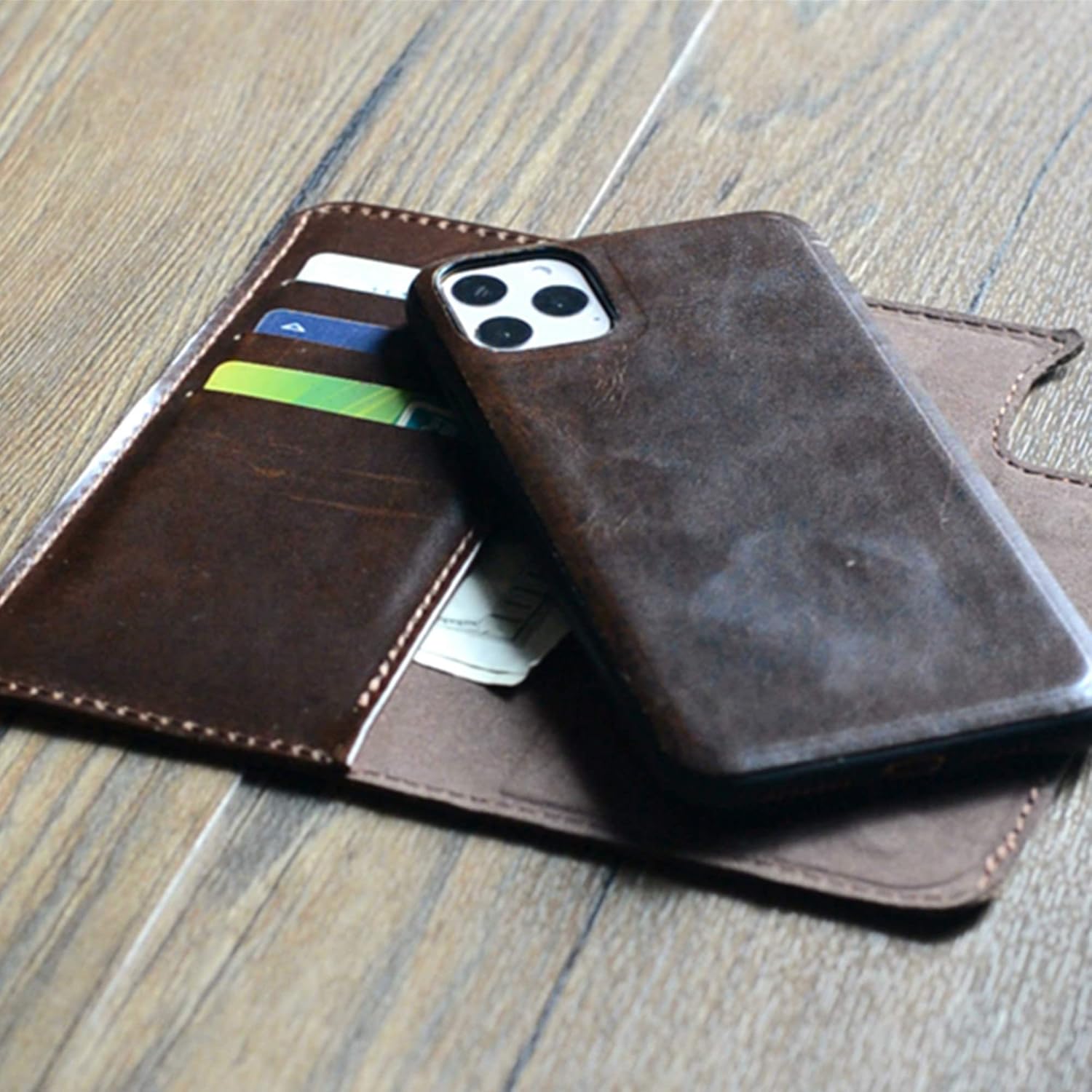 Rfid Distressed Handmade Genuine Leather Case For Iphone 11