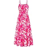 GRACE KARIN Summer Dresses for Women 2026 Vacation,Smocked Floral Maxi Dress,Boho Beach Sundress with Pocket Fashion Clothing