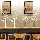 PEIDUO Christmas Decorations for Home, 2FT Christmas Tree with LED Lights, Warm White Lights, Fairy Light Spirit Tree for Room Inside Fireplace Decor, Battery Powered, Timer (4PK)
