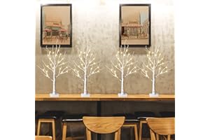 PEIDUO Easter Decorations for Home, 2FT Easter Tree with LED Lights, Warm White Lights, Fairy Light Spirit Tree for Room Inside Fireplace Decor, Battery Powered, Timer (4PK)