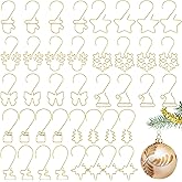 Yookeer 200 Pcs Gold Christmas Ornament Hooks 2 Inch 10 Styles Christmas Tree Ornament Hangers Including Deer Antler, Star, Snowflake, Gift Box. Etc, Durable Iron Metal Hooks for Xmas Tree Hanging