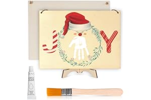 SORTNIC Christmas Baby Handprint Art Craft Kit, Christmas Baby's First Handprint Wooden Hanging Sign, Plaque, DIY Toddler Baby New Parents Personalized Gift Family Keepsake Christmas Decorations