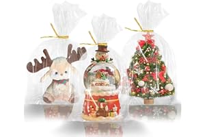 WIKDAY Cellophane Bags 50 PCS 8x11 Inches Clear Gift Gags with Ties Plastic Treat Party Favor Candy Bags for Gift Giving, Packaging Snack, Products