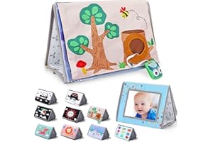 BLIPHANT Baby Toys for 0-6 Months - Tummy Time Mirror Toys with High Contrast Soft Book, Fun Infant Toys for Babies 0-3-6 12 Months Brain Development, Beautiful Montessori Toys for Newborn as Baby Gifts