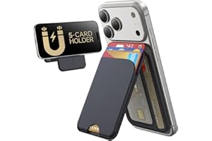 TWZKG for MagSafe Wallet, 5 Card Holder with Stand, Magnetic Phone Wallet Stand for iPhone 17/16/15/14/13/12 Pro Max Air Plus Series, RFID Blocking Vegan Leather,Black