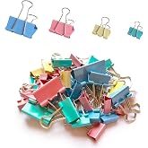 whpqhw 40PCS Colorful Binder Clips,Assorted Sizes Metal Paper Clips | Works Great for Document Arrangement, Handmade Crafts, Cable Management and Snack Bag Sealing For Daily Organization