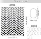 WOODFIB Shower Curtain 180x200 cm Black Chevron PEVA Anti-Mould 12 Hooks view 2