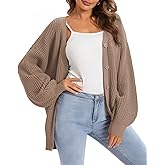 QUALFORT Cardigan Sweaters for Women 100% Cotton Button-Down Oversized Knit Outerwear Fall Tops for Women 2026
