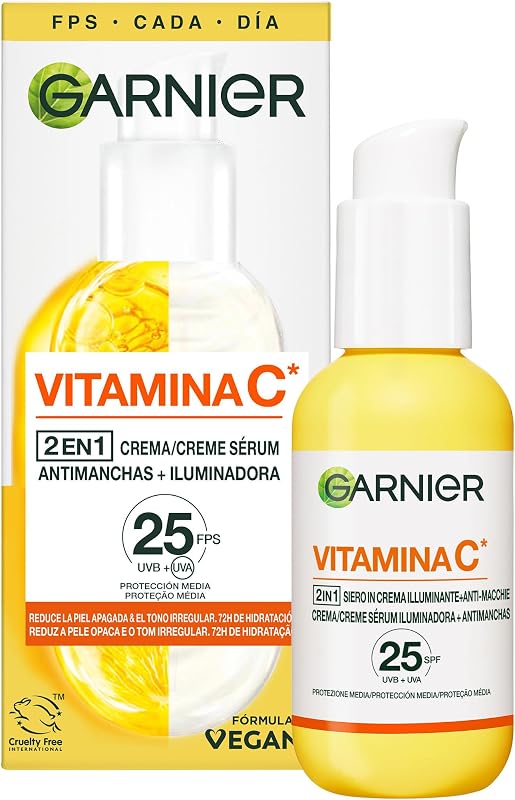 , 2-in-1-Gesichtsserum zum Aufhellen und gegen Hautunreinheiten, mit 20% Vitamin C und SPF25, nicht fettend, klinisch getestet, 50 ml